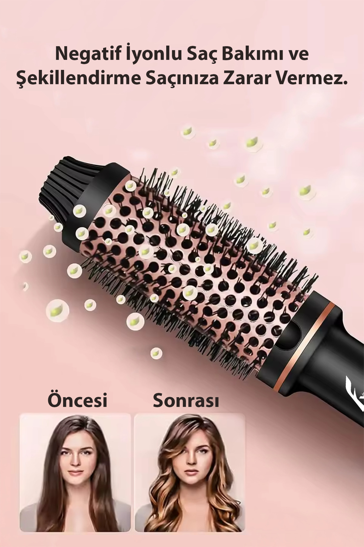VERYFİT-38 mm Dual Ptc 3 in 1 Lcd Display Ionic Thermal Brush Hair Styler - Straightener Comb 3
