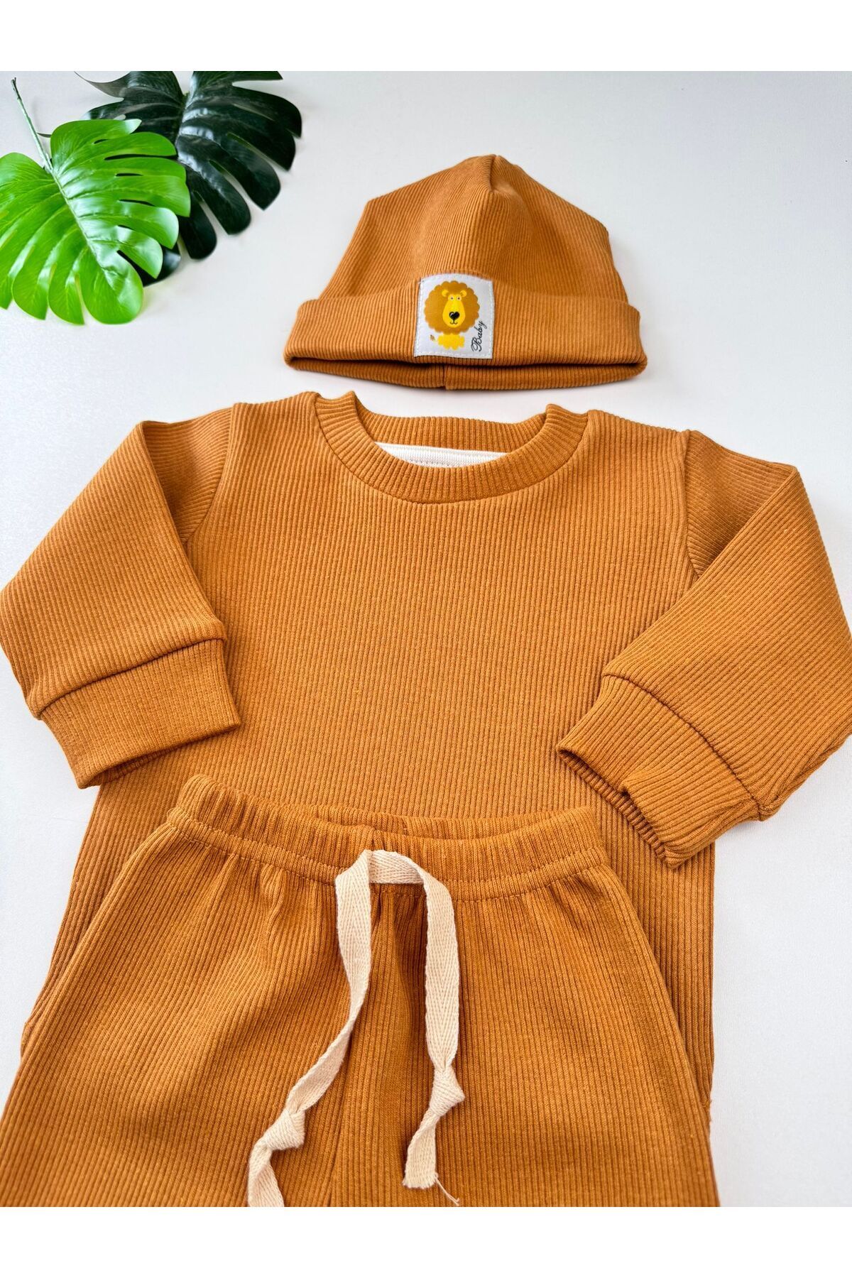 EFU BABY 3'lü Kaşkorse Bereli Pamuklu Unisex Bebek Çocuk Takım fotoğrafı 3 (önizleme)