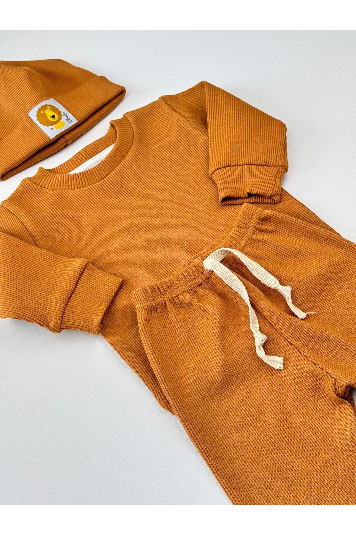 EFU BABY 3'lü Kaşkorse Bereli Pamuklu Unisex Bebek Çocuk Takım fotoğrafı 4 (önizleme)