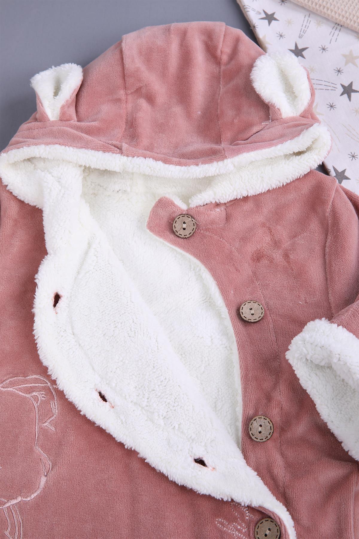 Babyhola Kadife Velsoft Astarlı Kışlık Unisex Bebek Çocuk Tulum 3200 fotoğrafı 6 (önizleme)