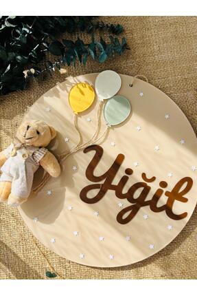 Pass Pano "Şeffaf Pleksi 30 cm İsme Özel Bebek Kapı Süsü – Ayıcıklı & Balon D...