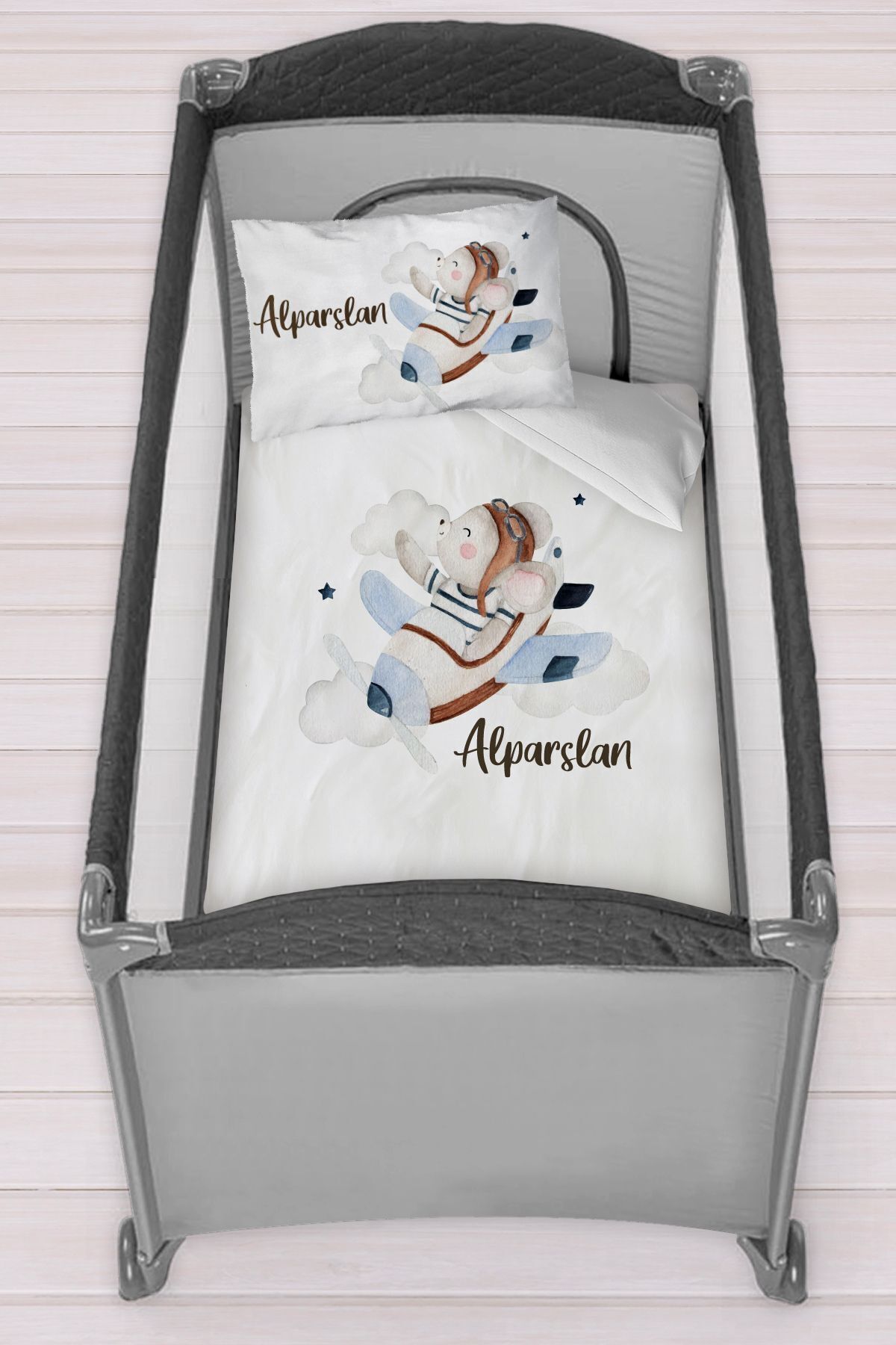 Homamia Isme Özel 75x120 Park Yatak Beşik Nevresim Takımı fotoğrafı 2 (önizleme)