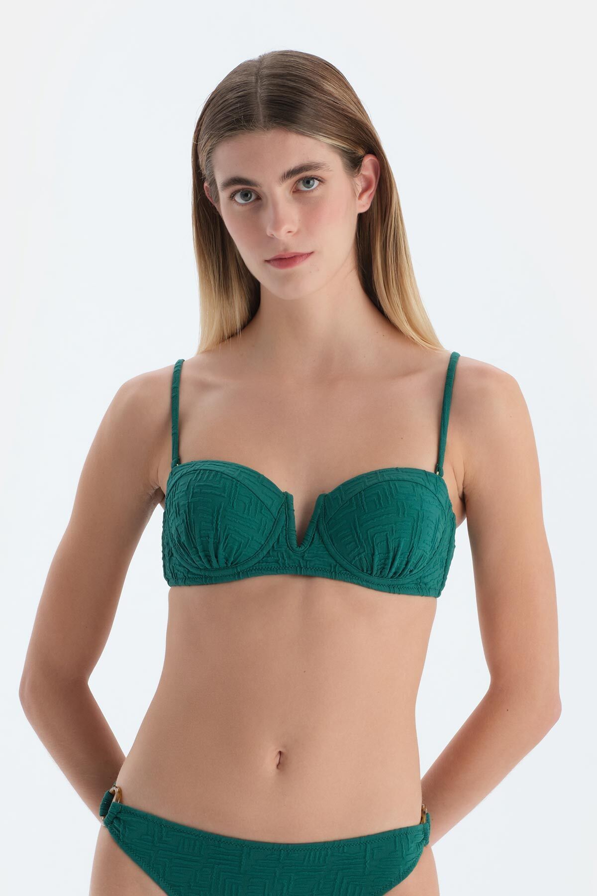 Dagi Koyu Yeşil Straplez Bikini Üst