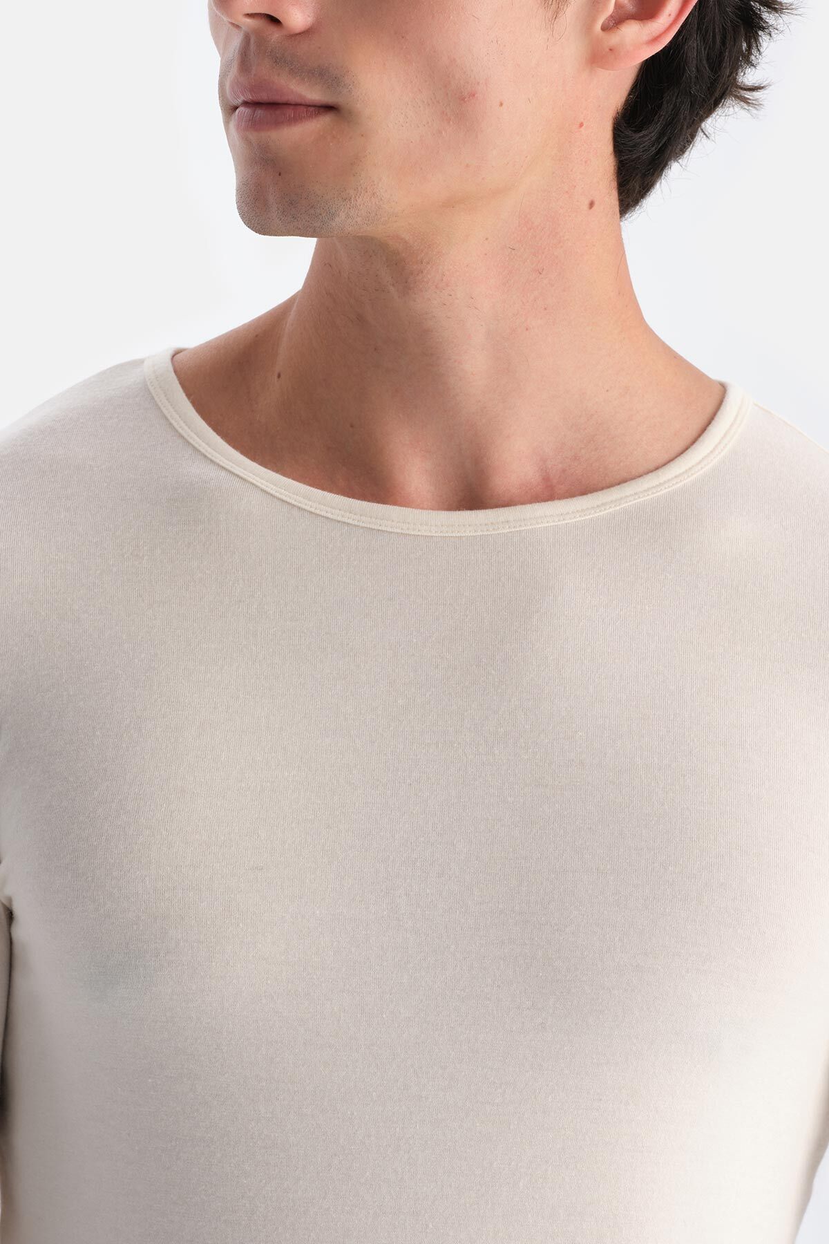 Dagi-Ecru D1051 Modal Cashmere Crew Neck Long Sleeve Top 6