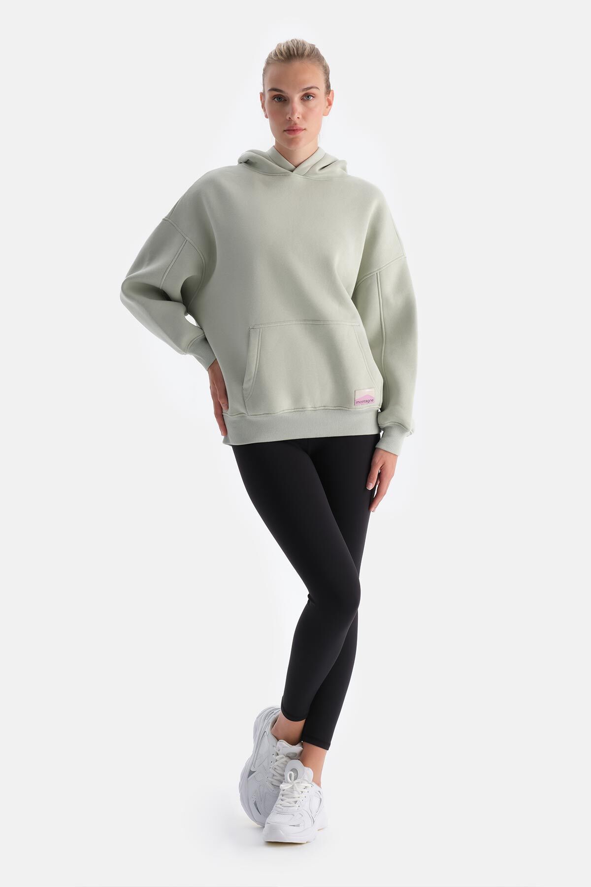 Dagi Mint Yeşili Kadın Sırt Baskılı Kapişonlu Sweatshırt görsel 6