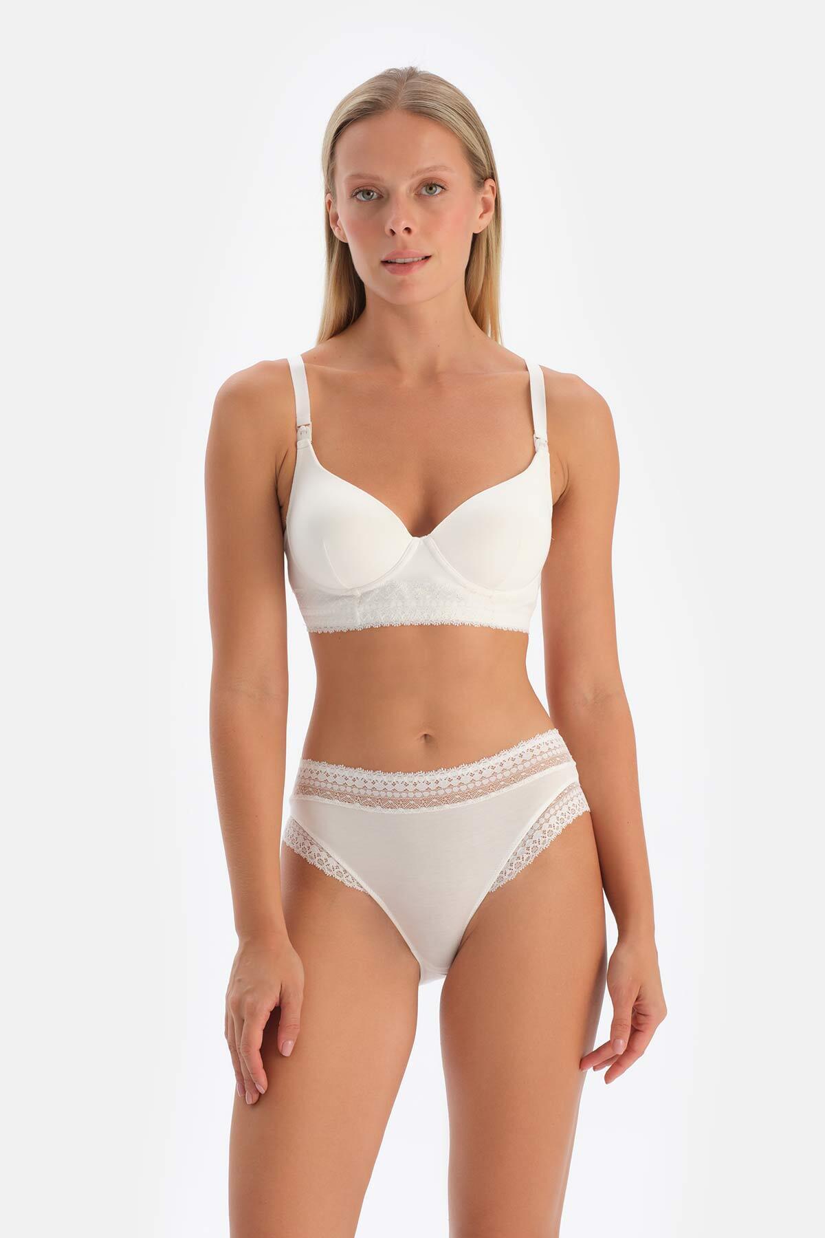 Dagi-Weißes Höschen mit Spitzendetails und gebrochenem Slip 4