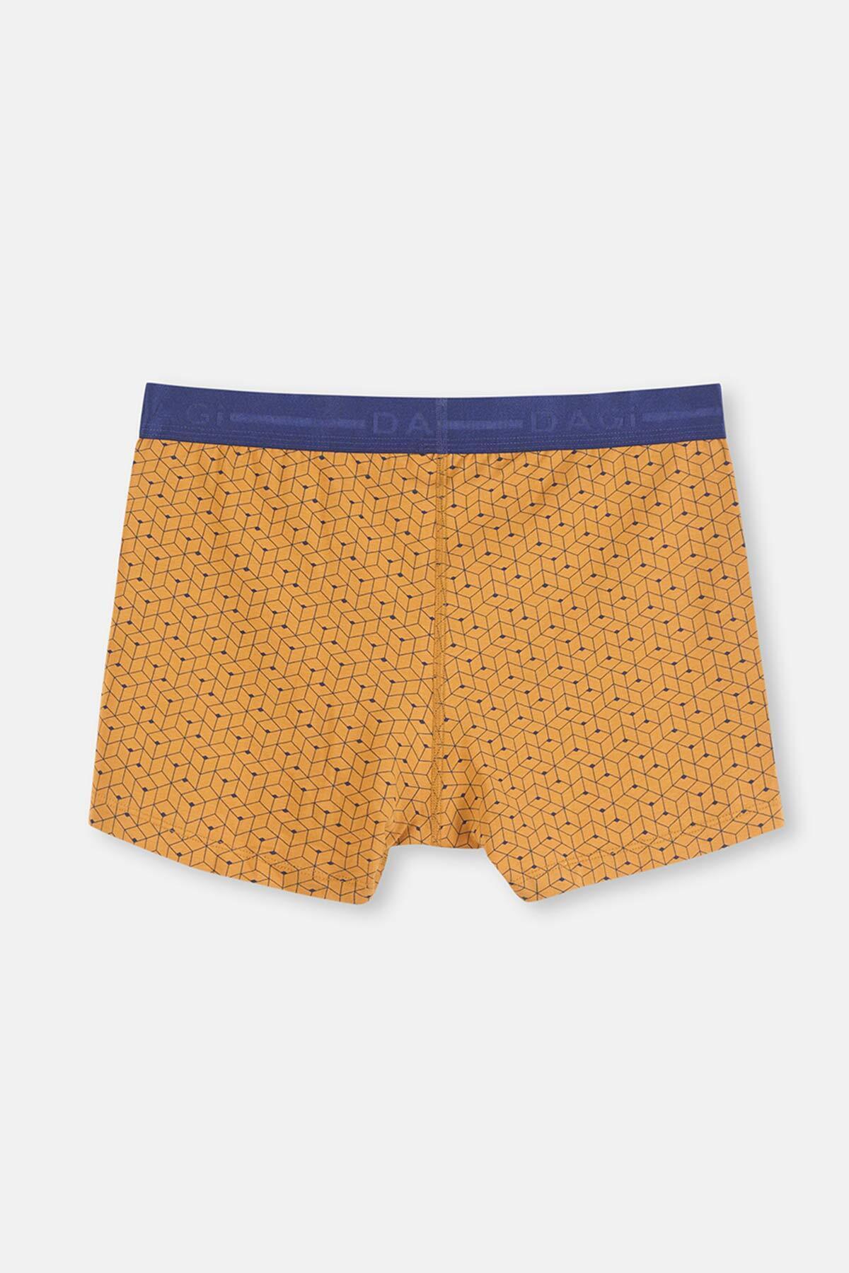 Dagi-Yellow Cotton Patterned Boxer 2