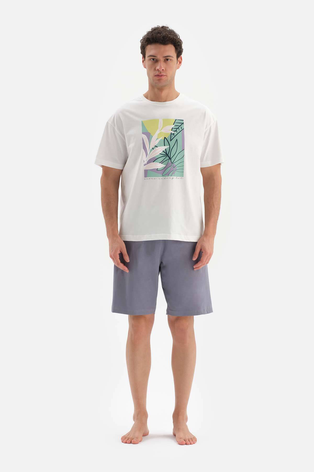 Dagi-Σετ πιτζάμα με εμπριμέ σορτς Ecru Oversize Bis 6