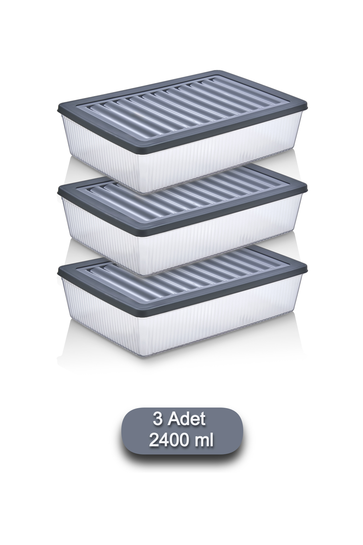 VİGENTİNO-Set of 4 Refrigerator Organizer Microwave and Freeze Suitable Storage Container 4 X 2400 ml 2