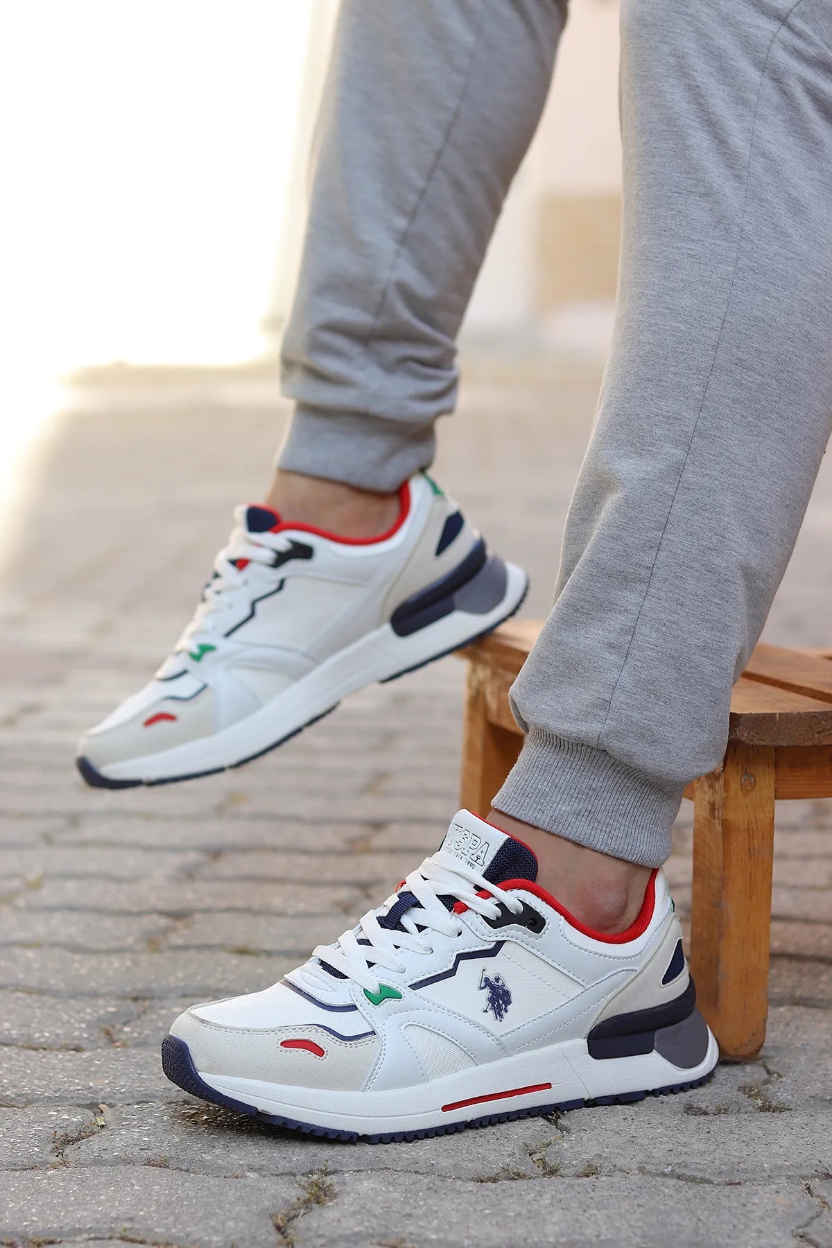 یو اس پولو کفش ورزشی مردانه راحت و راحت، کفش ورزشی سفید