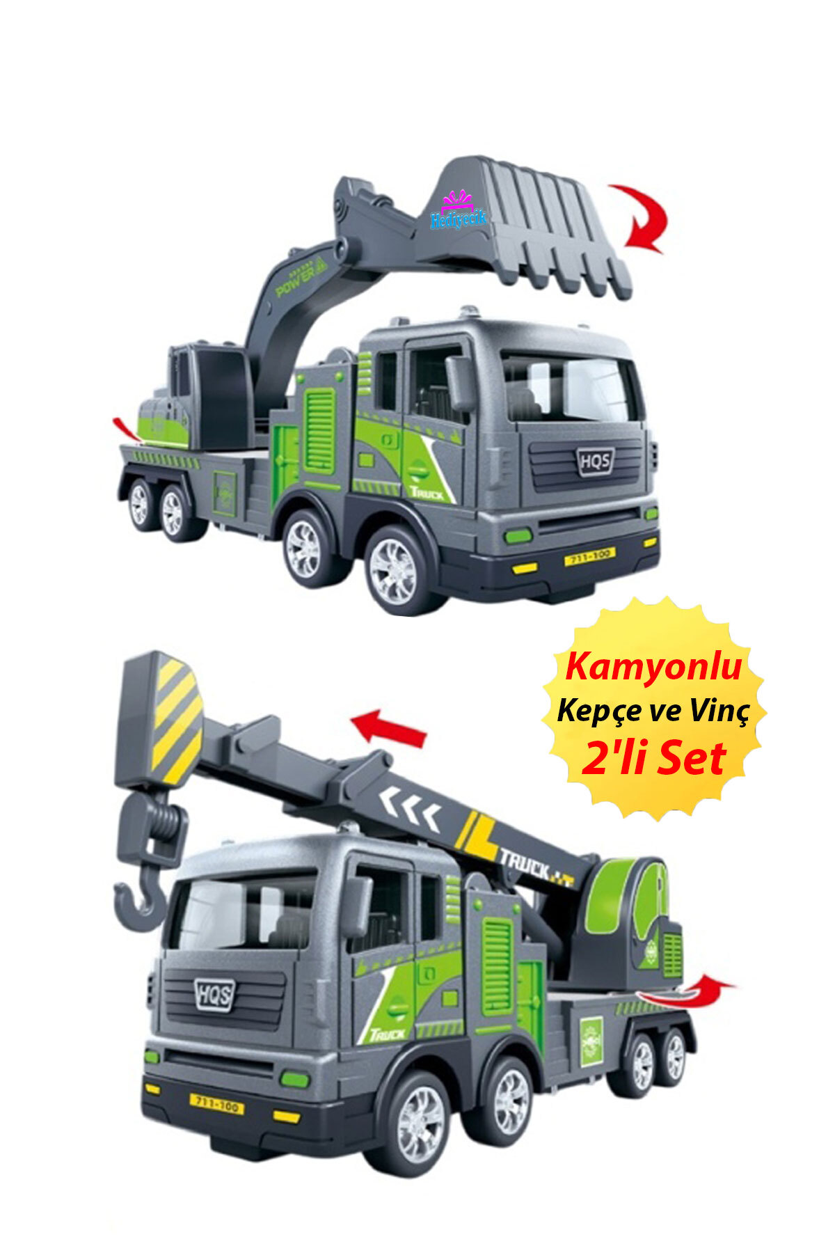 hediyecik Kamyonlu Kepçe ve Vinç Oyuncak İnşaat Araçları,İş