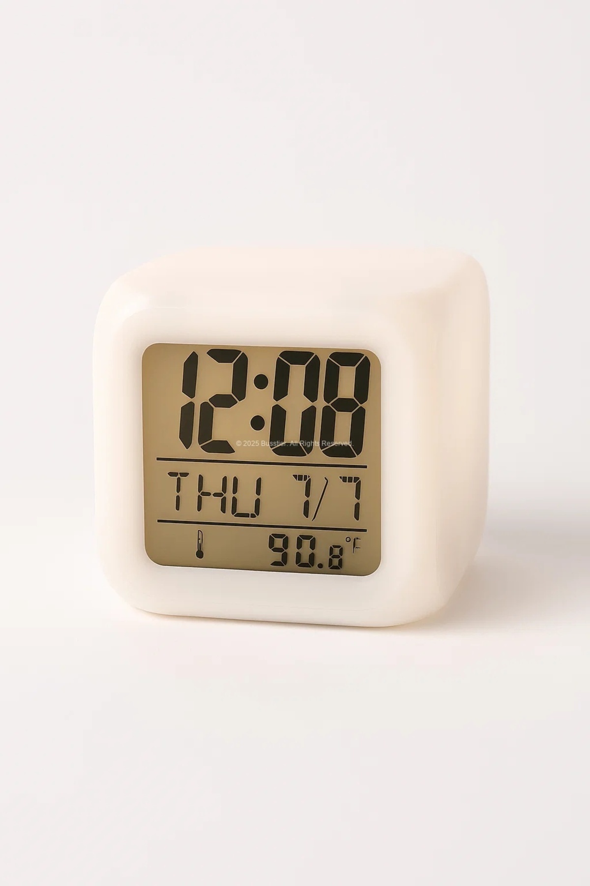 Busstier Renk Değiştiren LED Işıklı Küp Dijital Masa Saati Alarm Termometre ve Takvim Özellikli