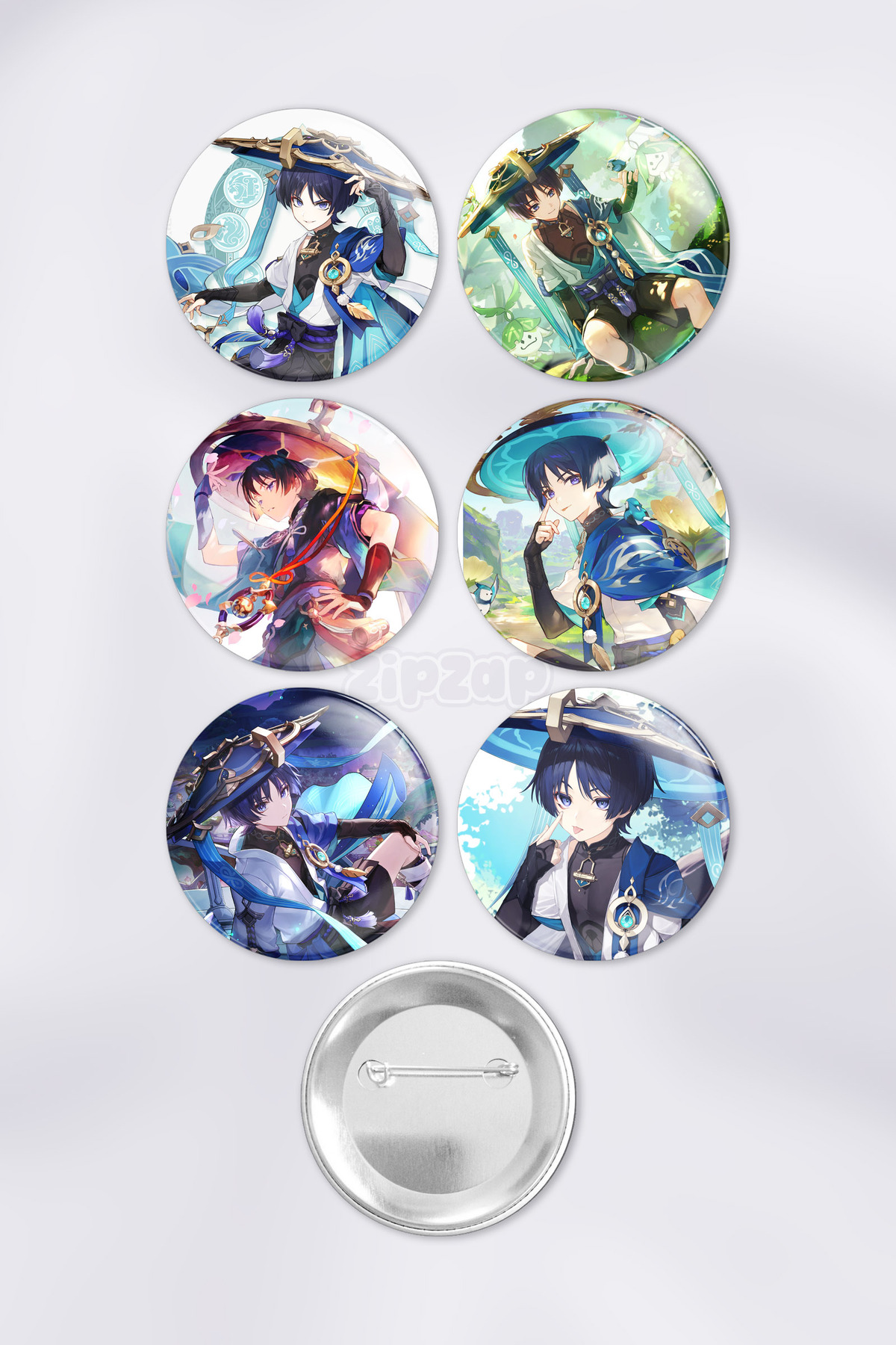Wanderer Scaramouche Genshin impact Bag Ornament Badge Pin Button Badge Set (6PCS)