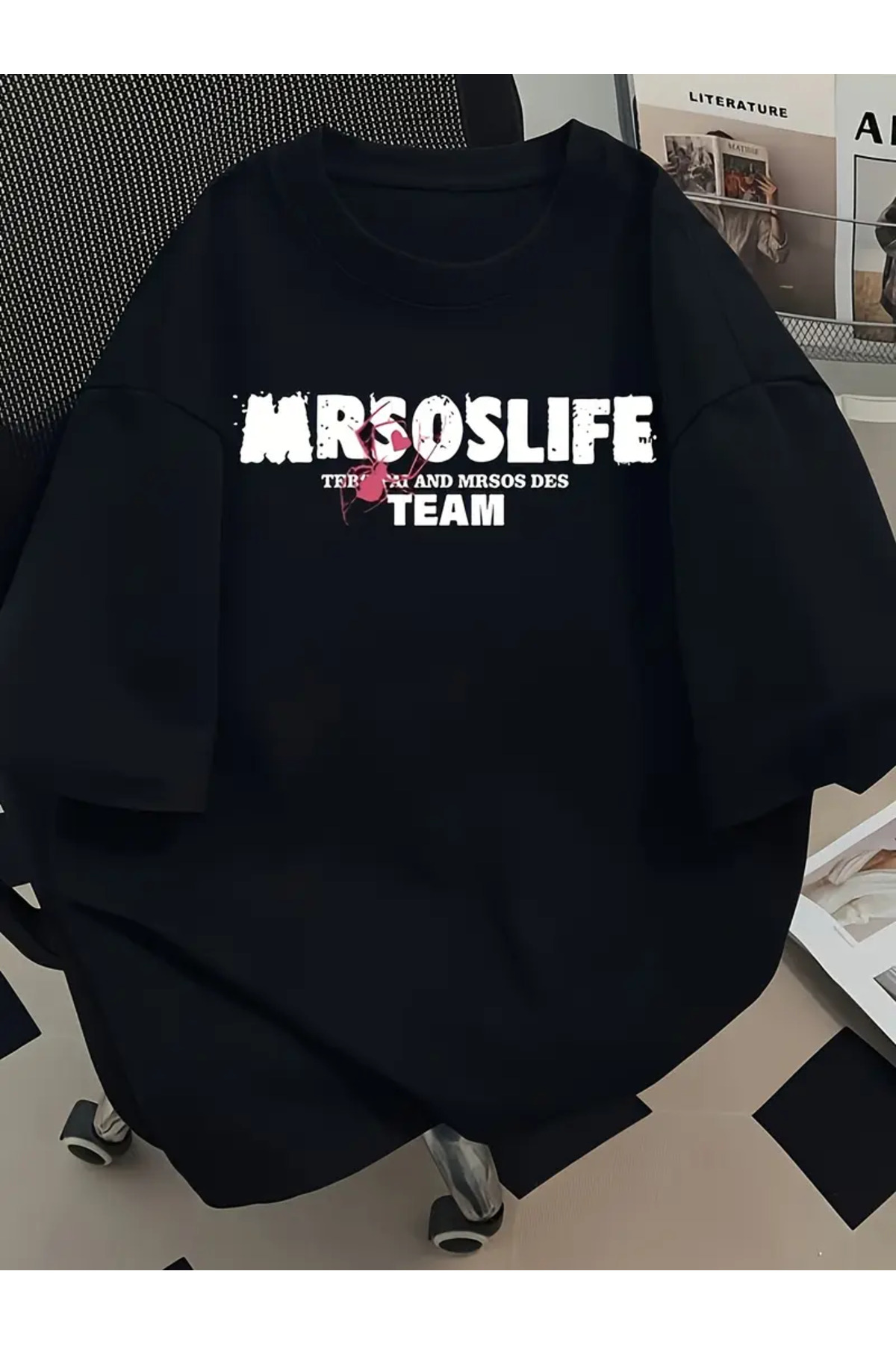 Marco Fresco  Unisex Günlük MRSOSLIFE Örümcek Baskılı Genç Oversize T-shirt - Görsel 2