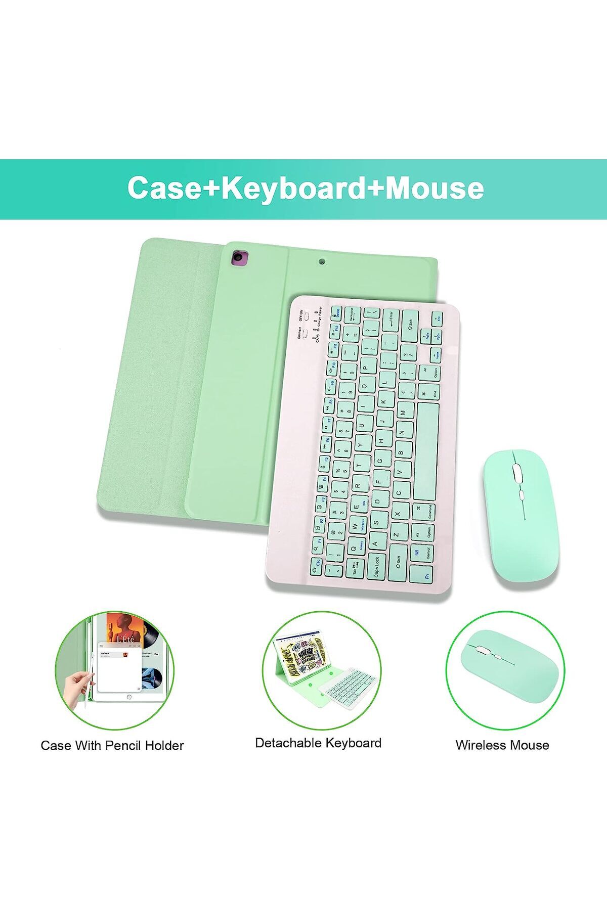 SIGLOO-Wireless Bluetooth keyboard and mouse case compatible with Samsung Galaxy Tab A8 10.5 inches pink 7
