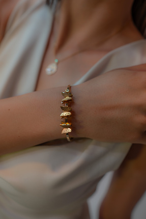 Love Good Kelebek Figürlü Gold Bileklik / Kelepçe - Paslanmaz Çelik