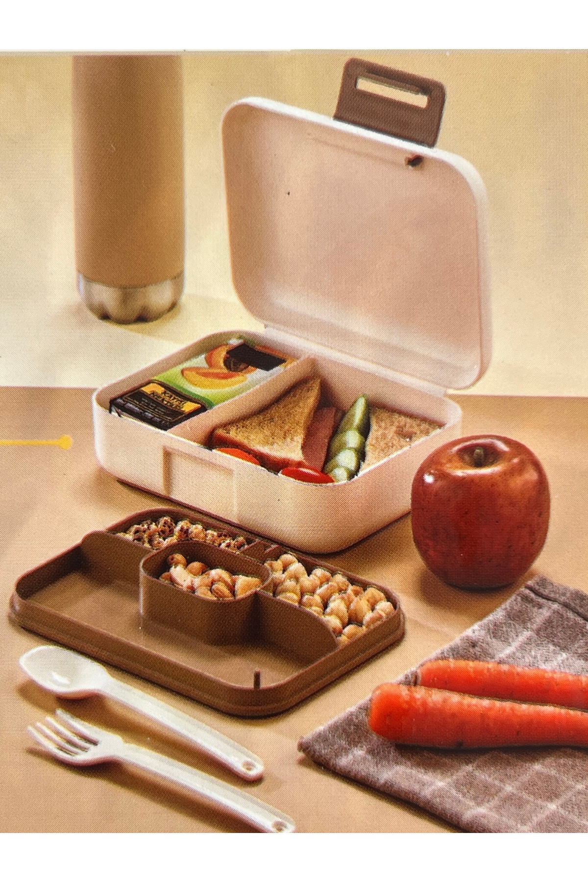 5 Compartment Portable Food Container, Lunch Box, Diet Nutrition Box, Storage Box Cutlery 1700 ml