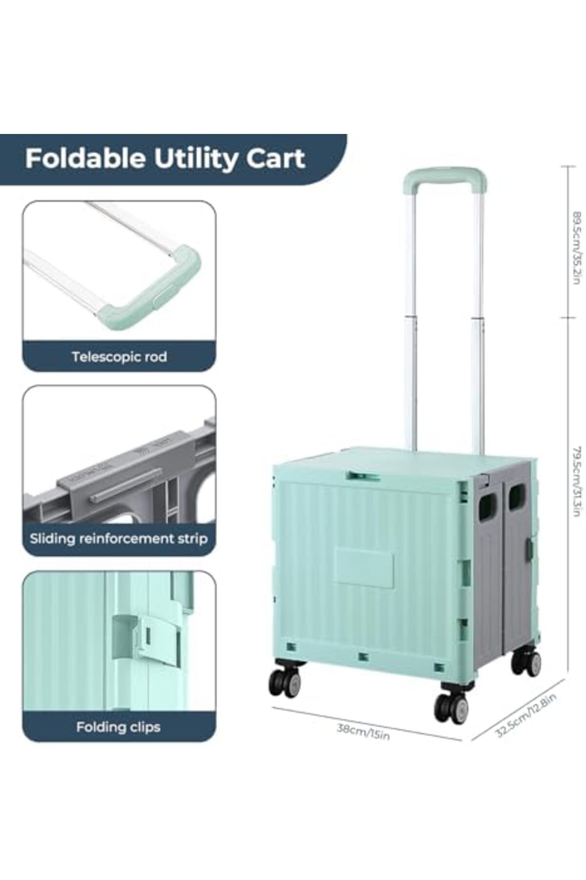 Hope-Foldable Shopping Cart with Four Wheels – Collapsible Rolling Utility Cart 2