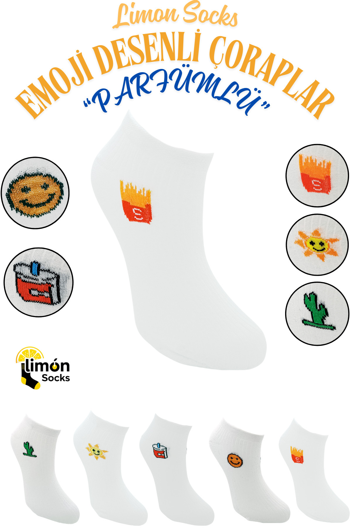 Erkek Çorap (5 Çift) Unisex Renkli Yıkamalı Model Patik Kadın Çorap — görsel 5 · LİMONSOCKS248