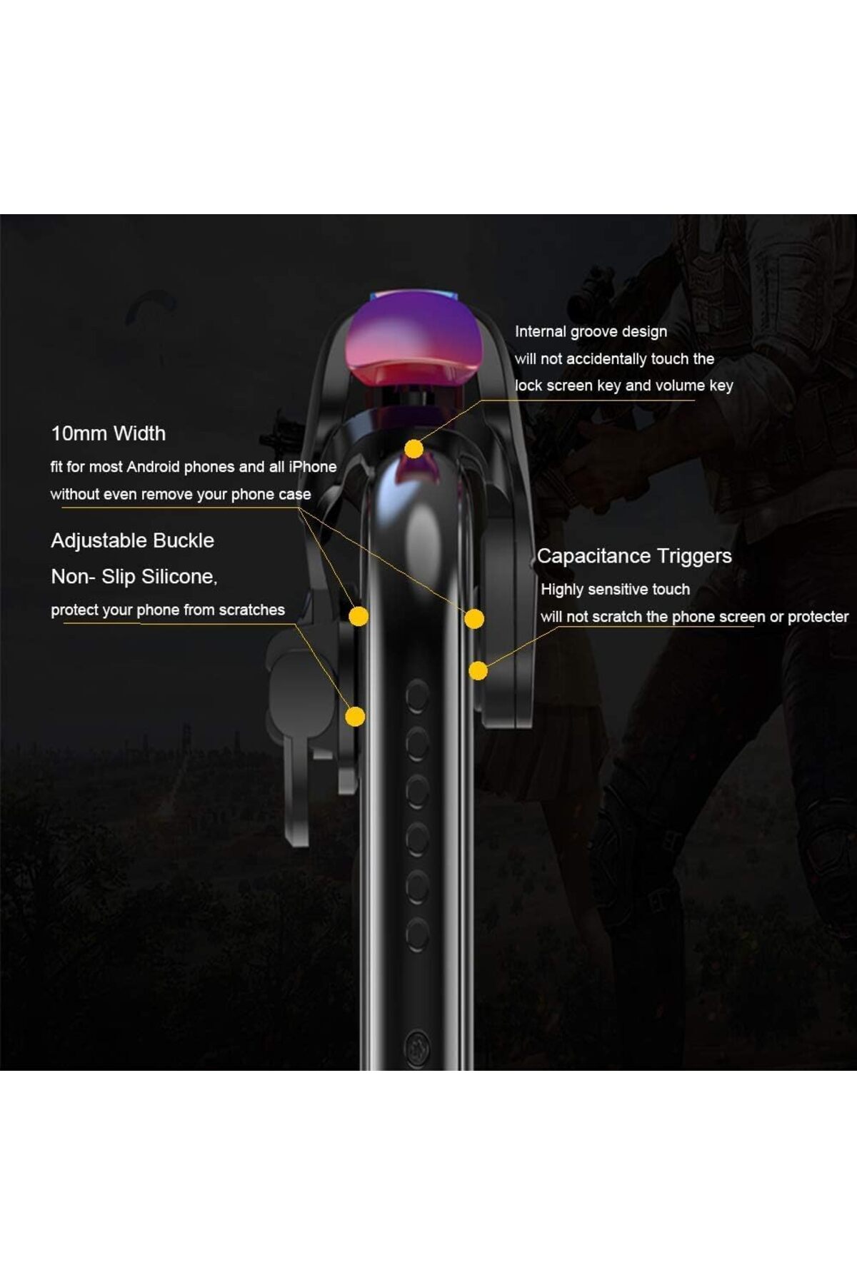 erorex-وحدة تحكم ألعاب متوافقة مع أجهزة iPhone وAndroid وPubg Mobile وCall Duty Mobile ومشغلات حساسة دقيقة 4
