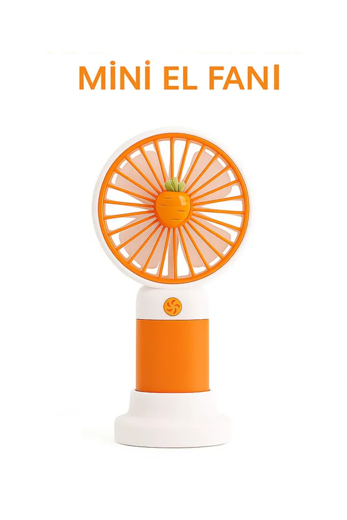 Fibaks Mini El Fanı Şarjlı Taşınabilir Sessiz Soğutucu USB Uyumlu Masaüstü ve El Tipi Havuç Temalı