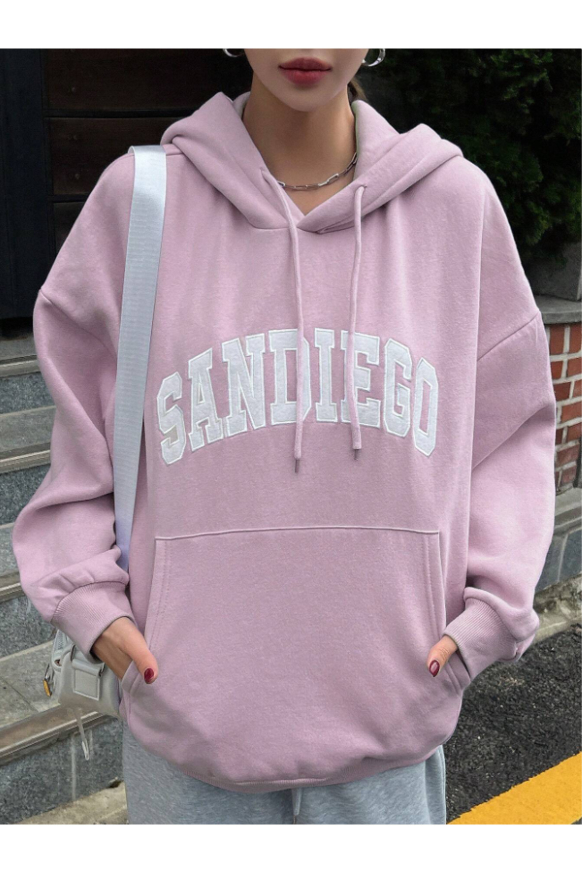 سویشرت کلاه‌دار بزرگ سایز SANDIEGO مردانه/زنانه یونی‌سکس، طرح‌دار و سفارشی از جنس پنبه — صورتی SANDIEGO-REVASSER- — تصویر 3 از 6