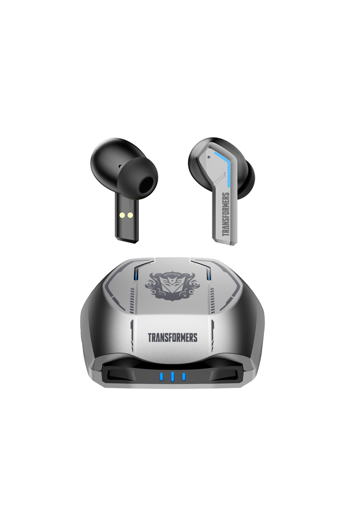 transformers-TF-T06 TWS Bluetooth Earbuds, In-Ear Design, Noise Isolation, Up to 30 Hours Playtime - Silver 1
