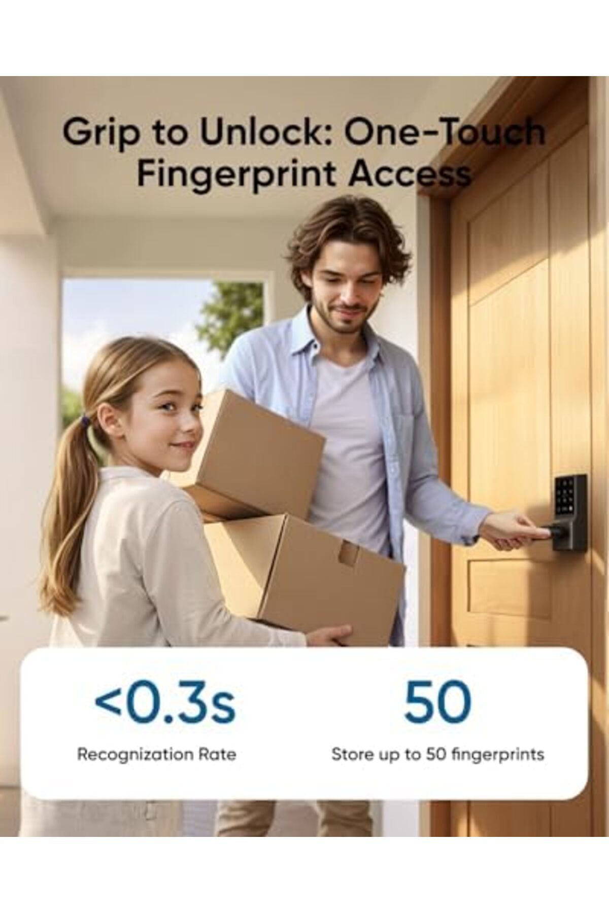 Eufy Security-eufy Smart Lever Lock C33, Keyless Fingerprint Door Lock with Lever, Integrated Wi-Fi, Remote Contro 4