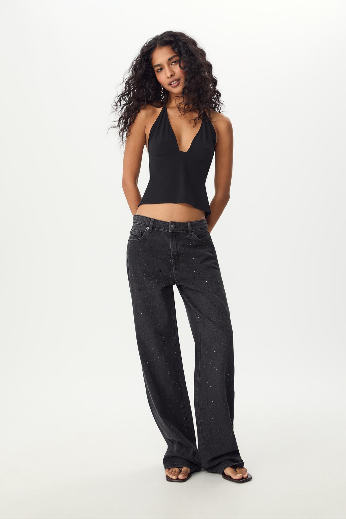 Stradivarius  Işıltılı Straight Fit Jeans - Görsel 2
