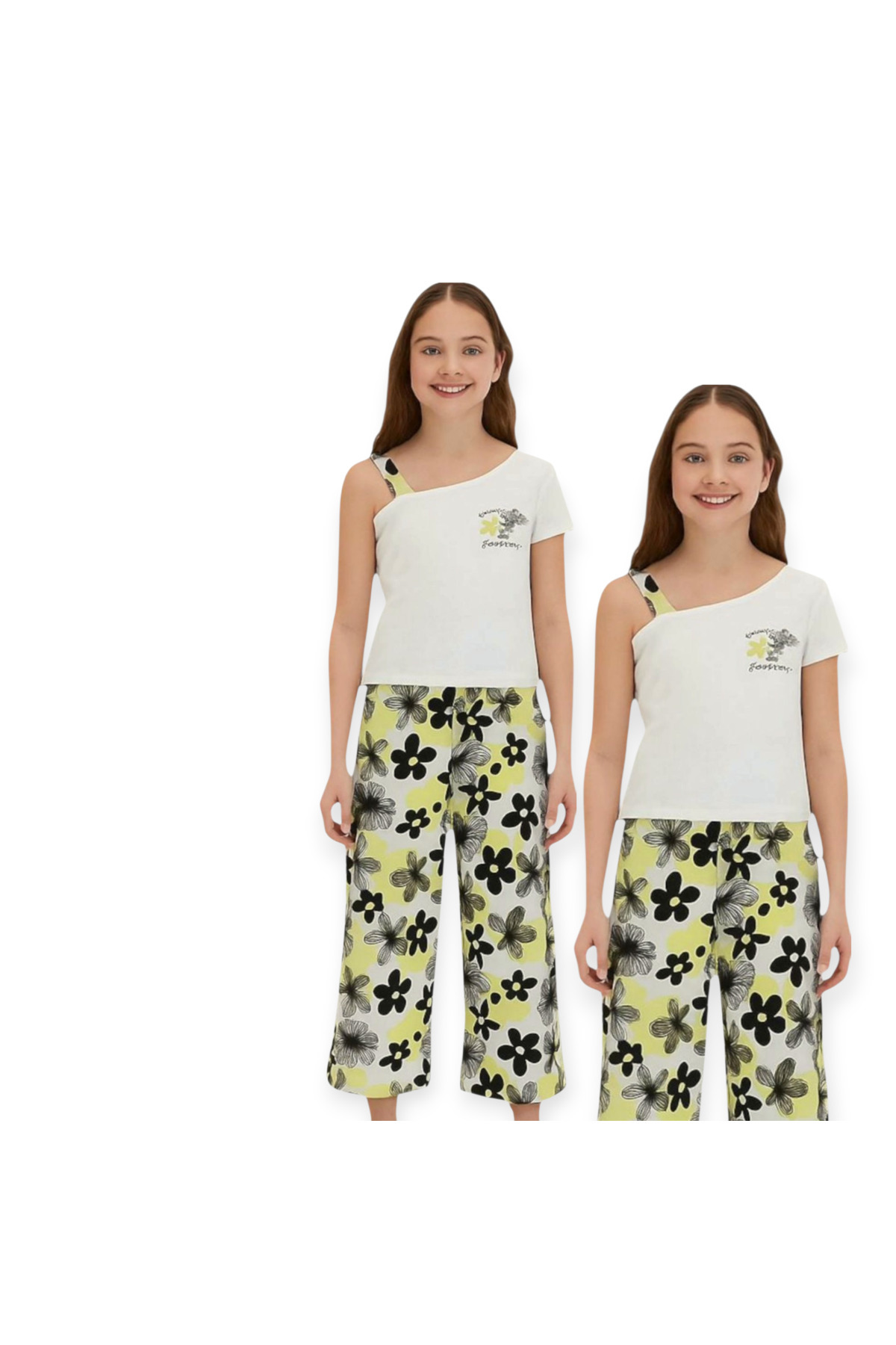 Biberon Çocuk Giyim-Poppins Flower Pattern Bottom Suspender Top Set (Ask 1 Size Larger) 1