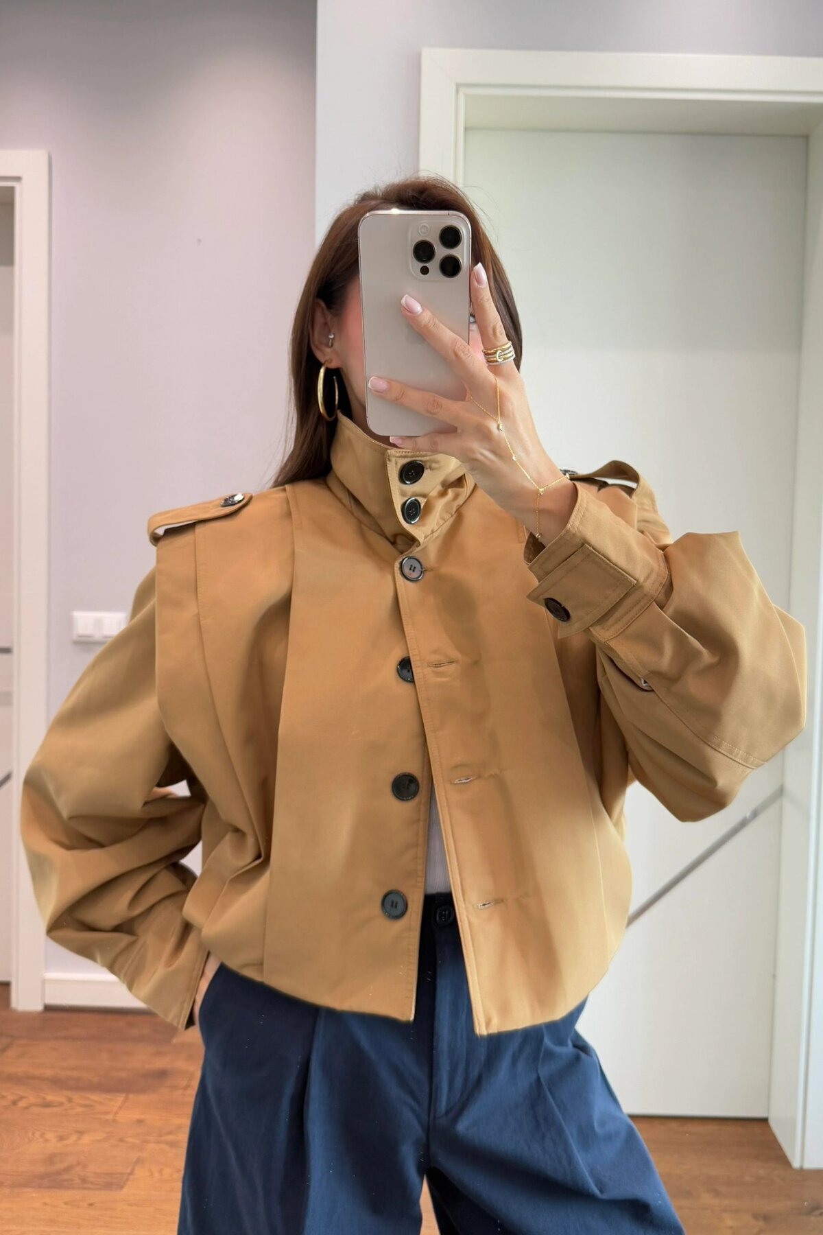 My Blog-Camel High Collar Button Trench Coat - 2025 2