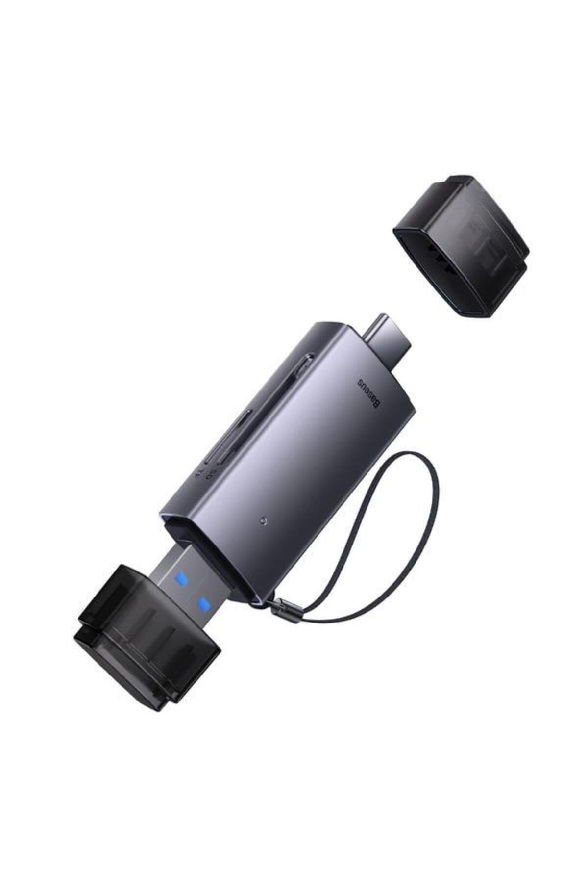 Baseus-Adaptor for MicroSD/SD Memory Card Reader by Baseus, 2 TB, USB 3.0/USB-C, Black/Grey 1