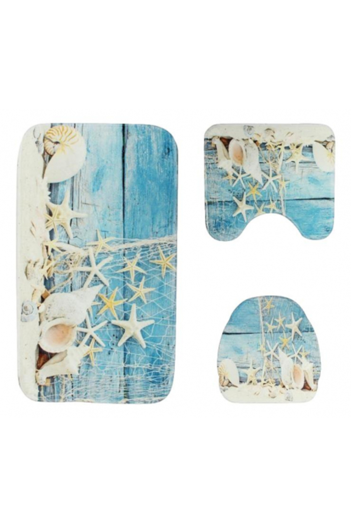 FizioTab-Set of 3 FizioTab Bath Mats, Anti-Slip, Shell Pattern 1 1