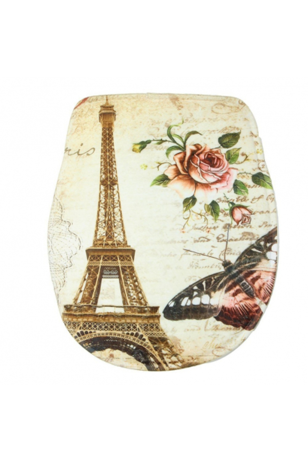 FizioTab-Set of 3 FizioTab Bath Mats, Anti-Slip, Eiffel Tower with Butterflies Pattern, Multicolor 3