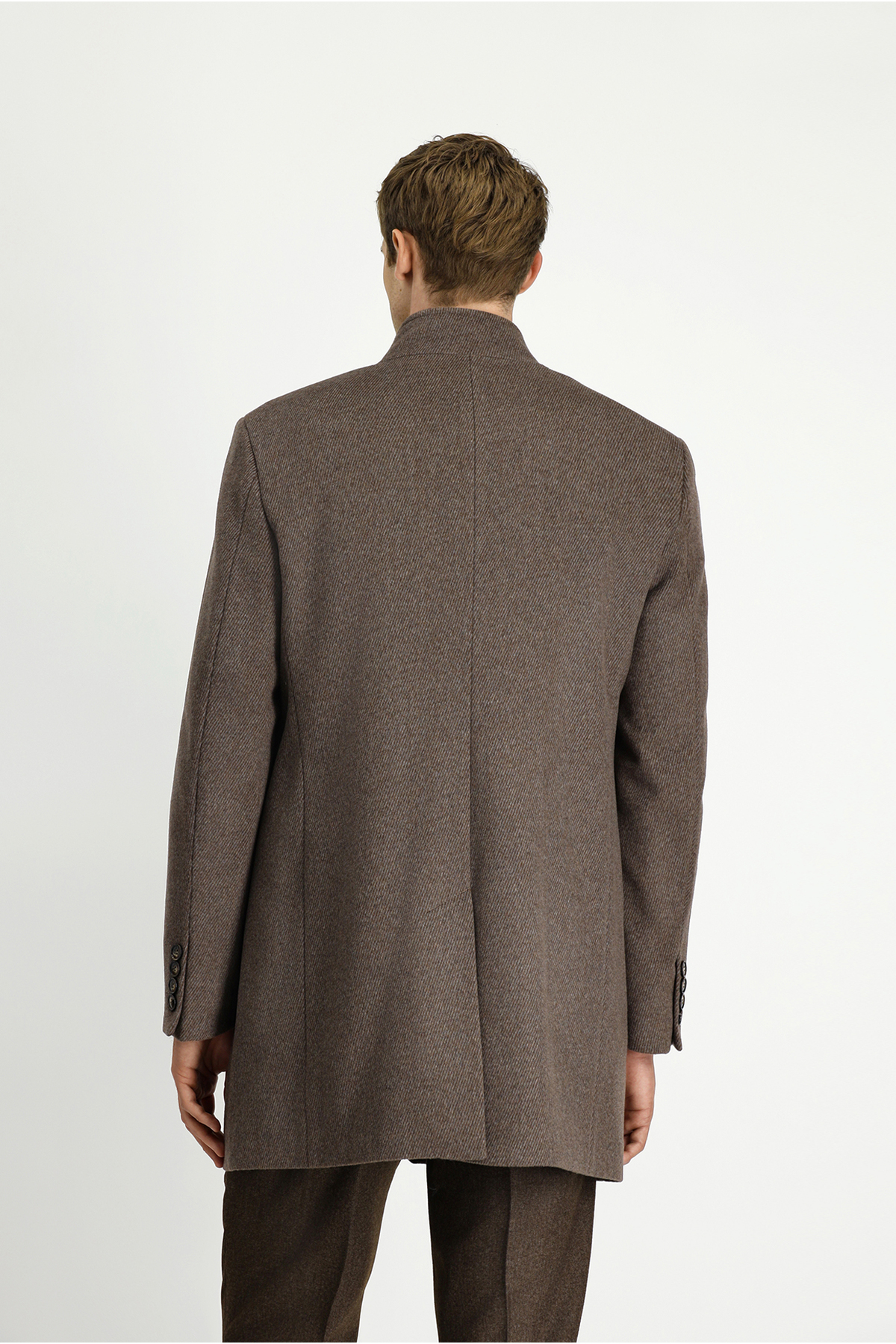 Kiğılı  Dik Yaka Çıkma Mostra Cepli Yünlü Klasik Kaban - Görsel 6