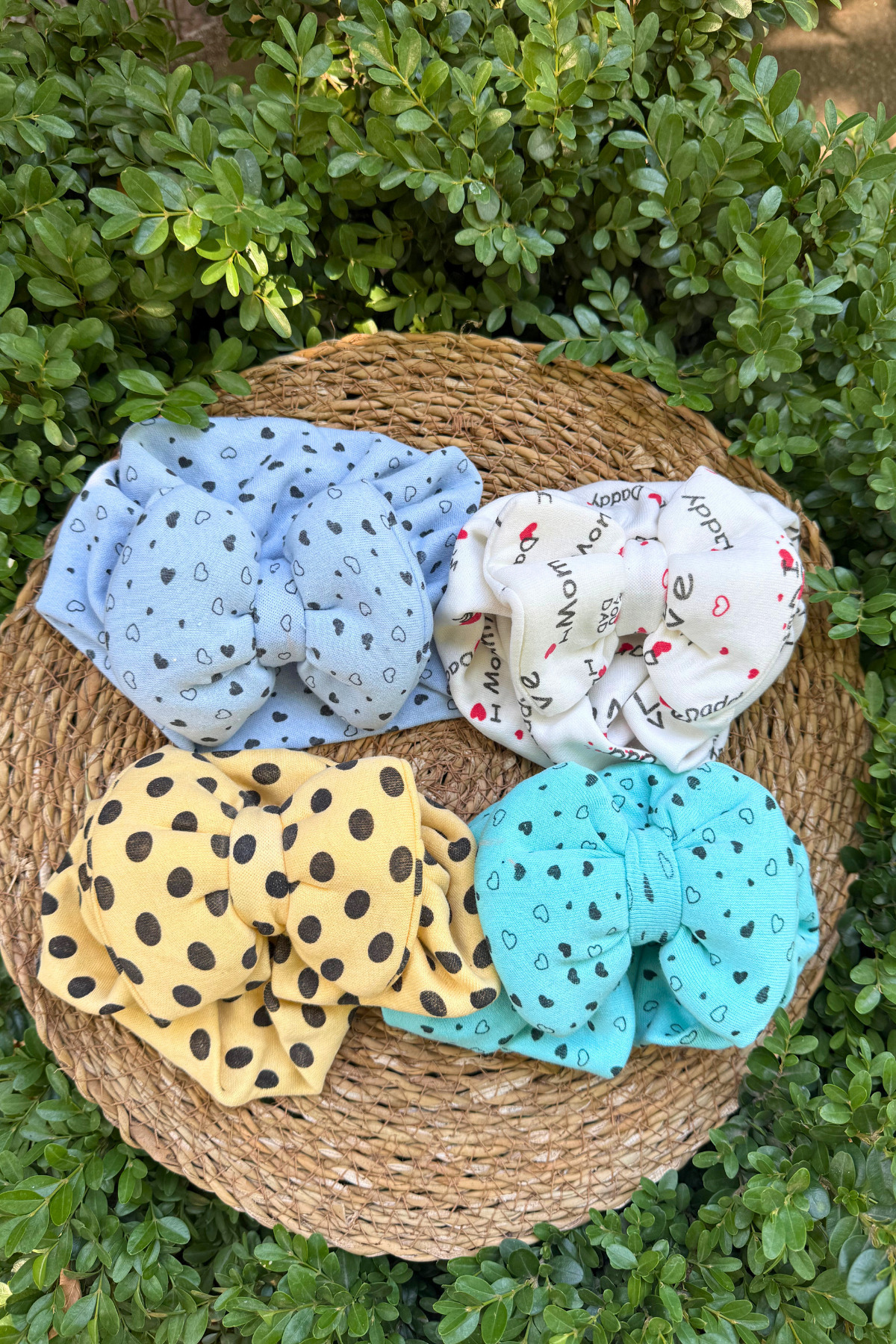MASENKIDS-Baby Bone & Bandana Double Layer Bow Mixed Patterned Set of 4 1