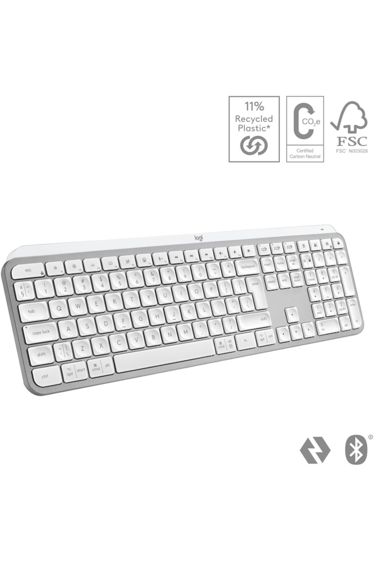 logitech-MX Keys S Wireless Keyboard, Illuminated, 2.4GHz & Bluetooth, USB-C, US INTL Layout, Pale G 3