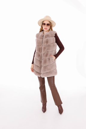 Nazfur CLASSIC İthal Peluşlu Suni Dolgun Kürk Yelek