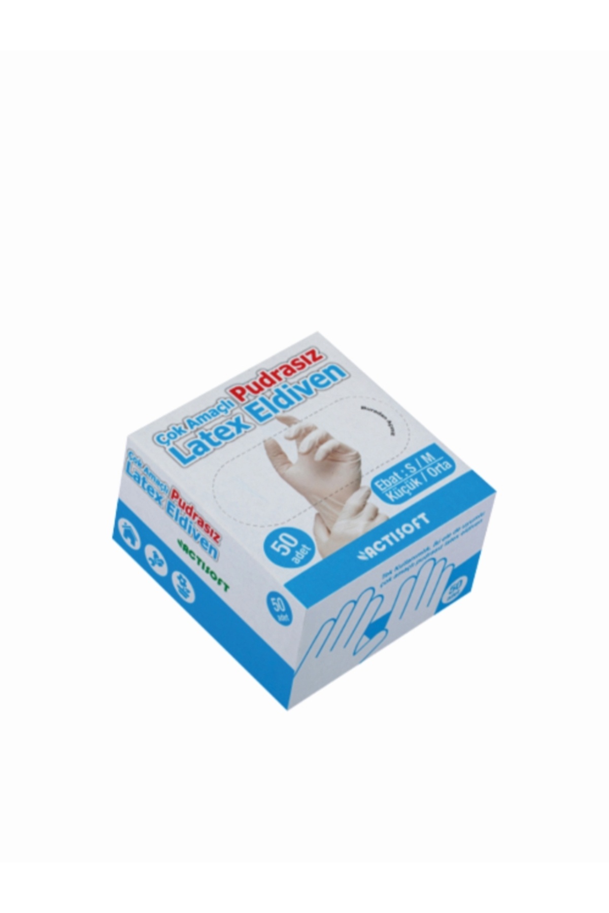actisoft PUDRASIZ Latex Eldiven S-M (50' li)