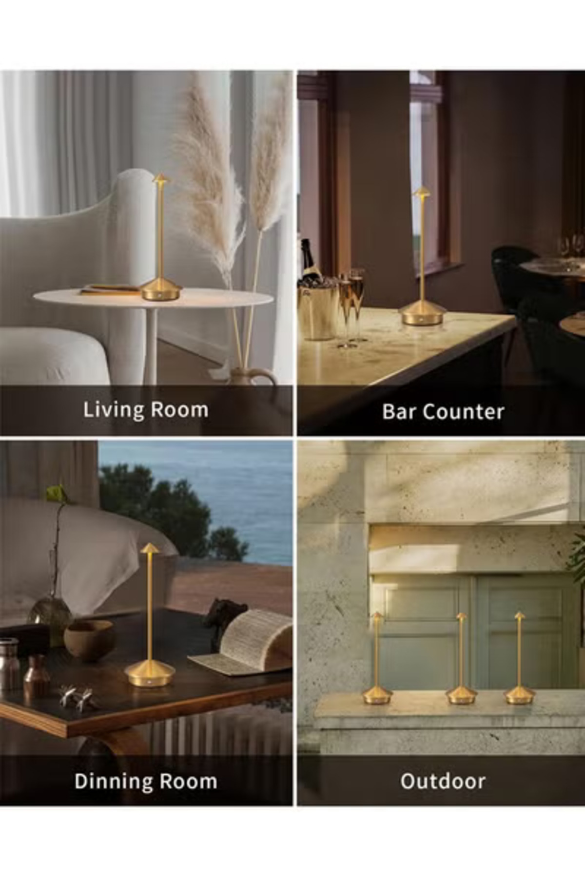 Taimi-Pack of 2 Wireless Touch Table Lamp Dimmable Rechargeable 3 Color LED Desk Lamp,Gold 4