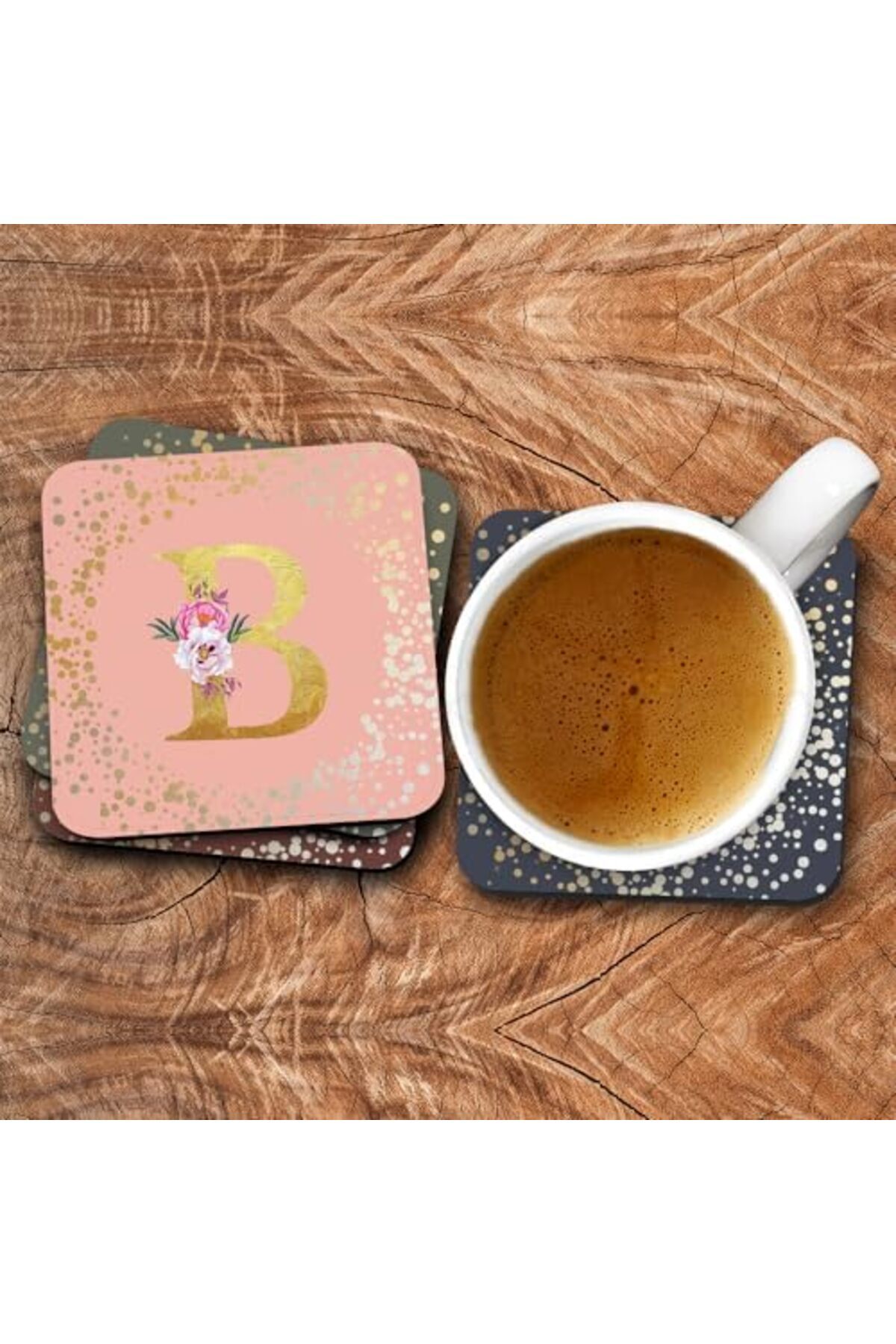 Stylizedd-Stylizeed 2 Pack Designer Leather Coasters Mat for Beverage Drinks- Custom Monogram Initial Letter F 4