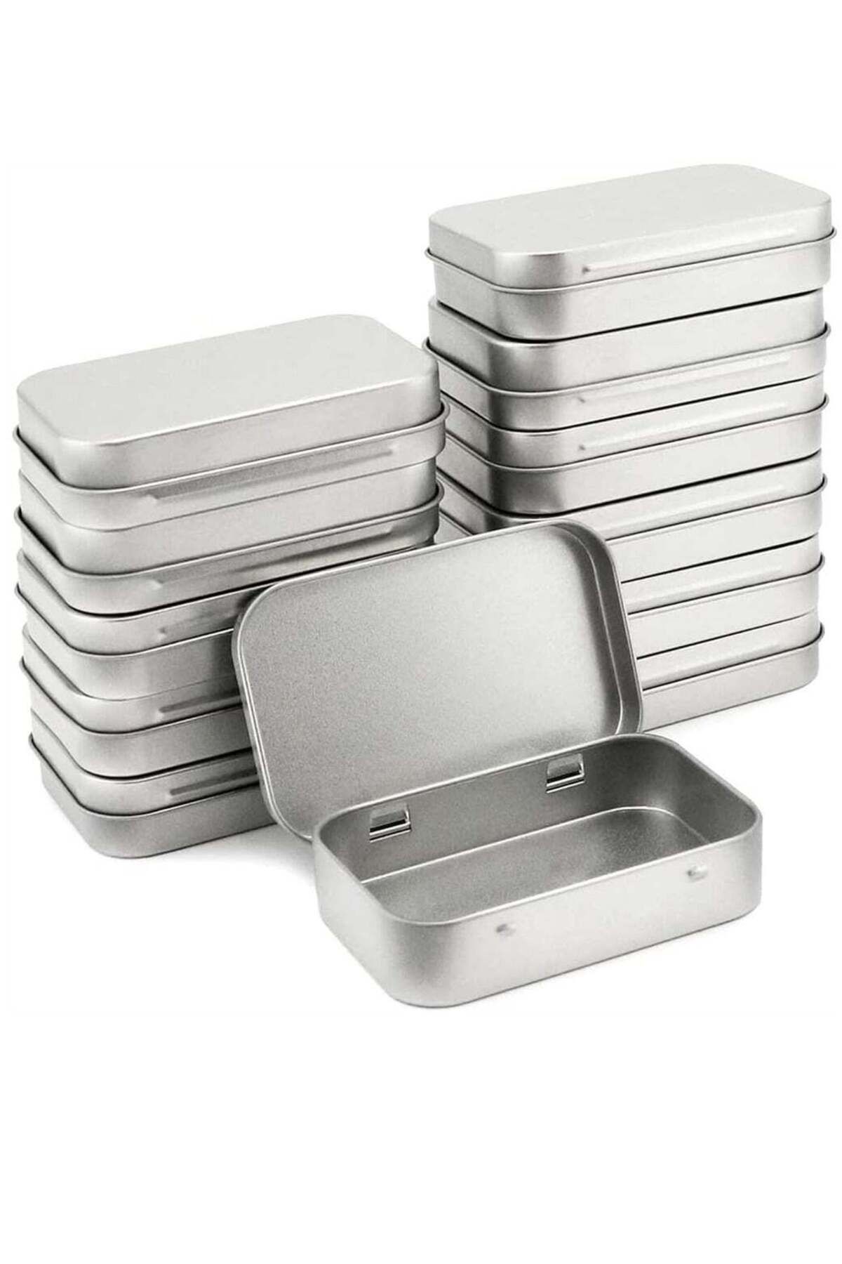 Generic-SYOSI Metal Storage Tin Box with Lid 12 Pack Siliver Rectangular Empty Tins Container with Lids Min 1