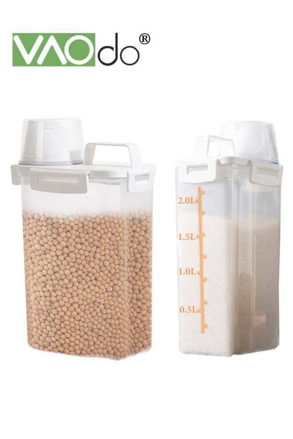 Generic-VAOdo 2.5 L Rice Storage Container Airtight Cereal Flour Dispenser with Pouring Spout & Measuring C 1