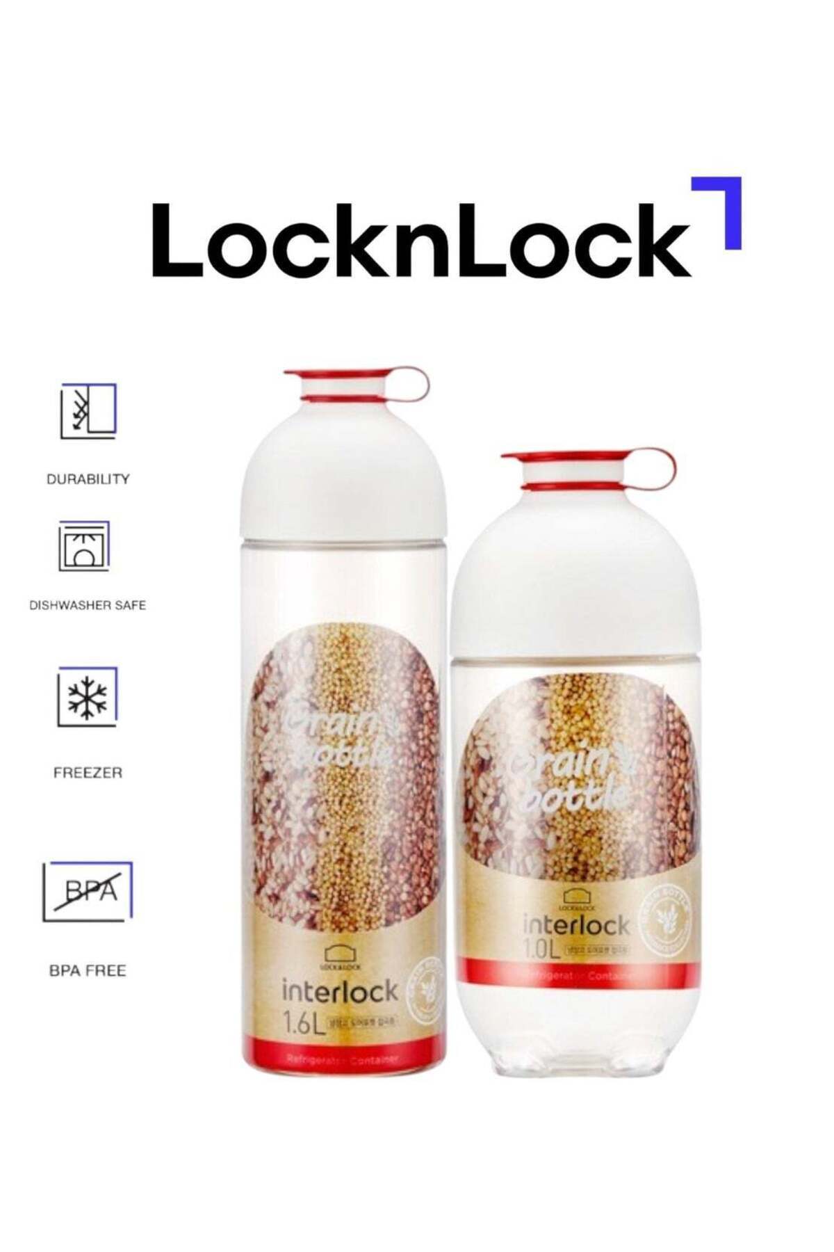 Generic-LocknLock LocknLock Interlock Grain Container Pack (1L + 1.6L) â€“ BPA-Free, Airtight & Stackable 1