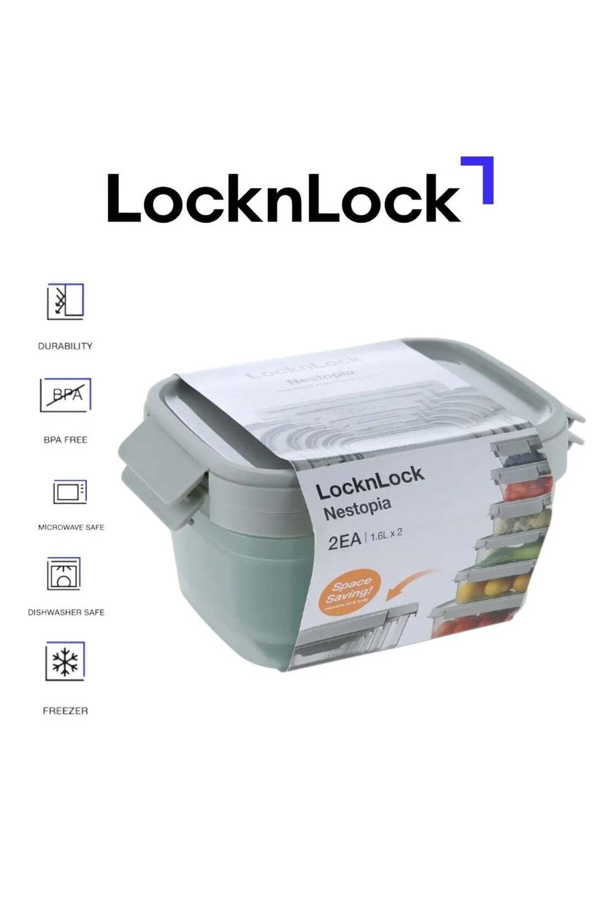 Generic-LOCK & LOCK LocknLock Nestopia Set of 2 Airtight Containers (1.6L) - Microwave & Freezer Safe, Made 1