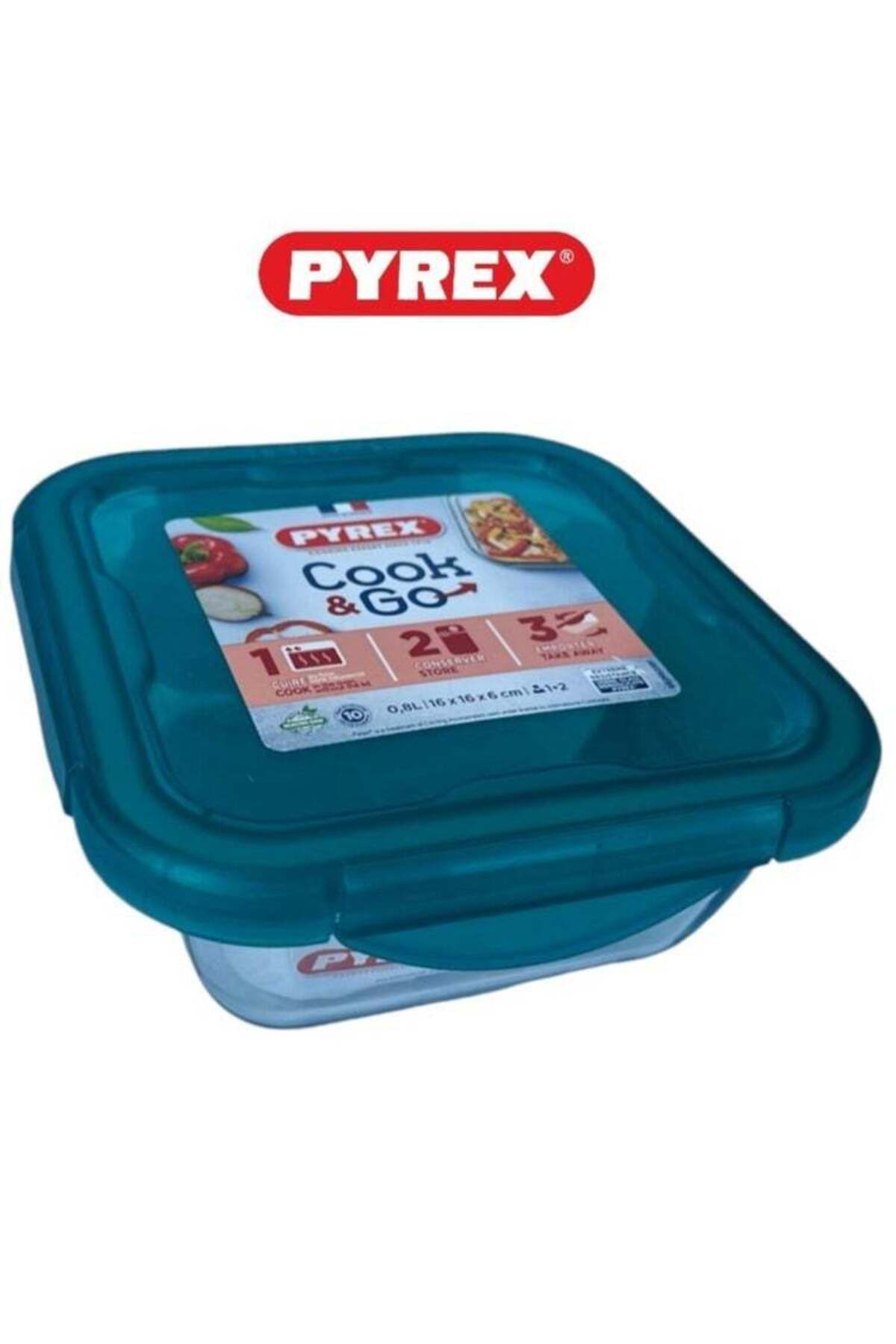 Generic-PYREX Pyrex Cook&Go 0.8L Square Storage Dish with Airtight Lid - Versatile Freezer-to-Oven Solution 1