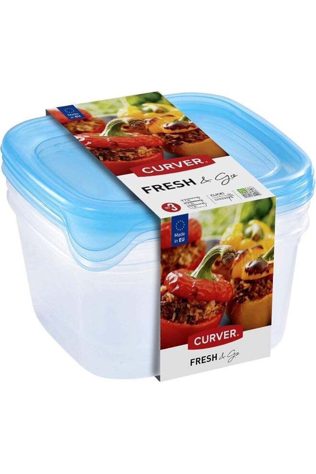 Generic-مجموعة كيرفر كيرفر لتخزين الطعام فريش آند جو، 3 قطع مع غطاء، سعة 1.2 لتر 1