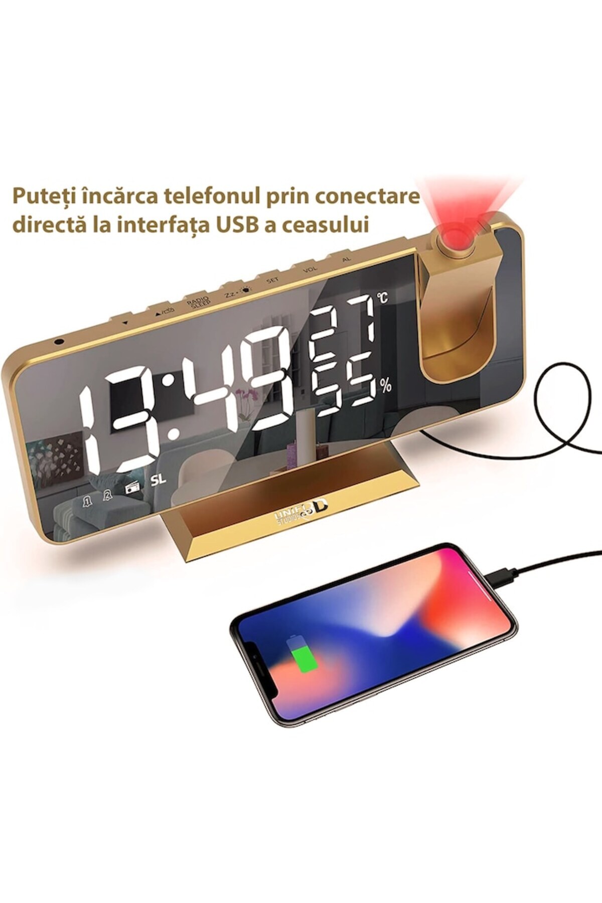 Unified Studios-Multifunctional LED Clock with Ceiling Projection 1