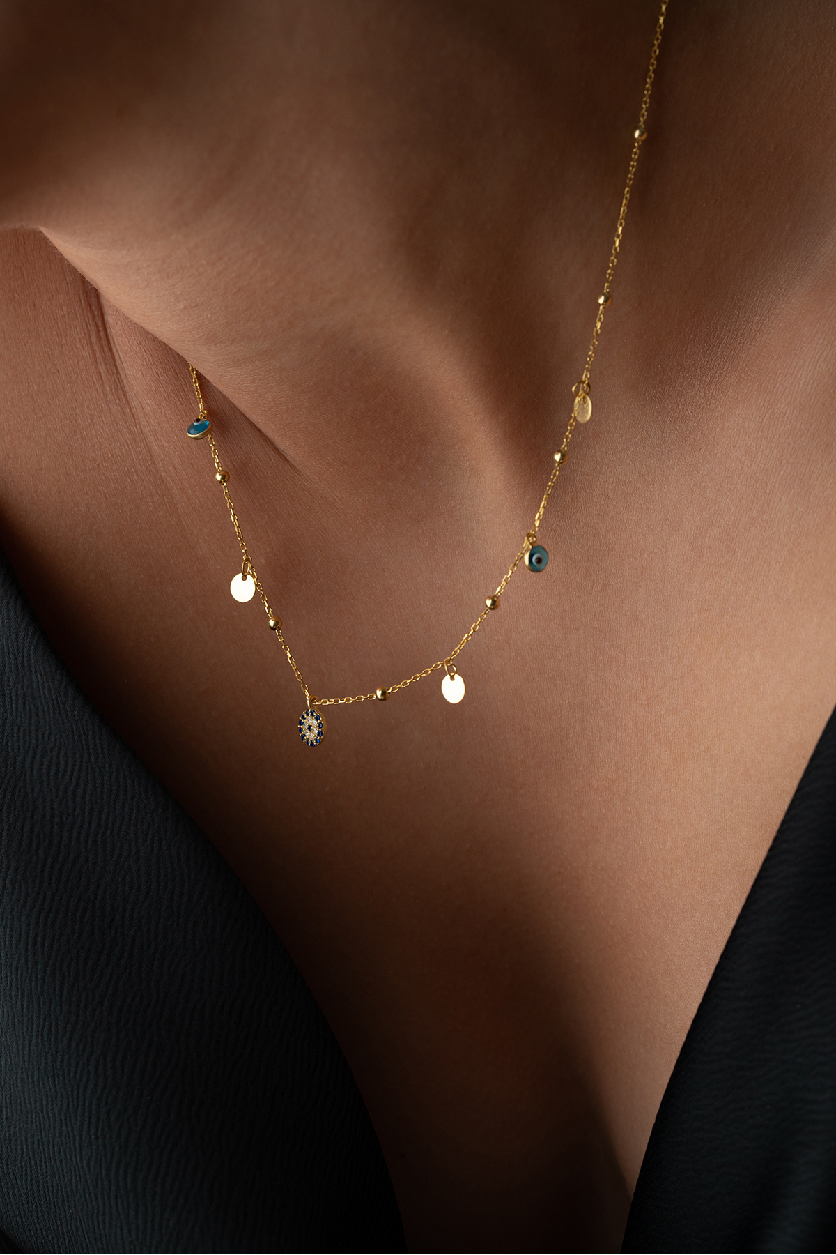 Silvano Jewelry 925 Ayar Gümüş Nazar Pullu Model Kolye görsel 2