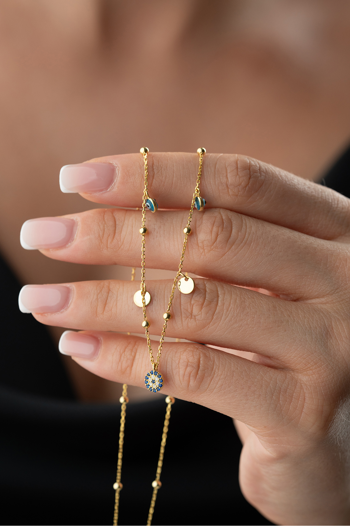 Silvano Jewelry 925 Ayar Gümüş Nazar Pullu Model Kolye görsel 3